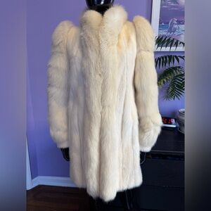 White mink and white fox fur coat